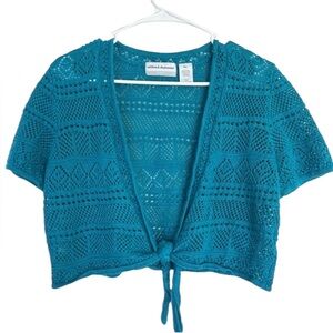 Alfred Dunner Blue Cardigan Sweater Lightweight Knit